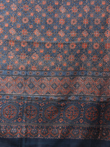 Indigo Red Beige Mughal Nakashi Ajrakh Hand Block Printed Cotton Dupatta - D0417092