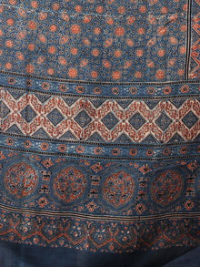 Indigo Red Beige Mughal Nakashi Ajrakh Hand Block Printed Cotton Dupatta - D0417093