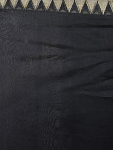 Black White Chanderi Hand Block Printed Saree With Geecha Border - S0317050