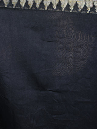 Black Red Chanderi  Hand Block Printed Saree With Geecha Border - S0317049