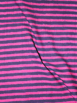 Indigo Pink Hand Block Printed Cotton Cambric Fabric Per Meter - F0916464