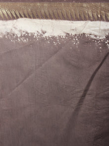 Brown Beige Ivory Hand Block Printed in Natural Colors Chanderi Saree With Geecha Zari Border - S03170681