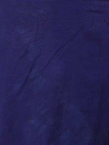 Pink Indigo Shibori Dyed Cotton Mul Saree with Persian Blue Motifs - S03170618