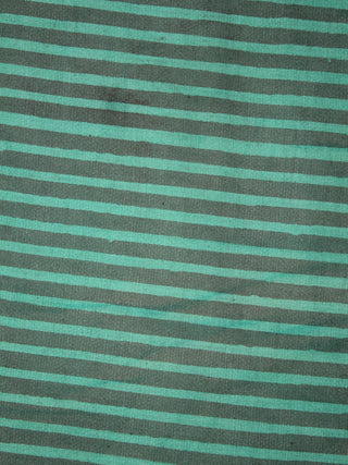 Mint Green Black Hand Block Printed Cotton Cambric Fabric Per Meter - F0916463
