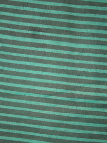 Mint Green Black Hand Block Printed Cotton Cambric Fabric Per Meter - F0916463