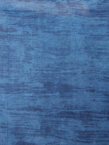 Indigo White Cotton Hand Block Printed & Painted Saree - S03170627
