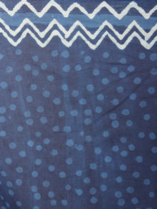 Indigo Ivory Cotton Hand Block Printed Saree - S03170695