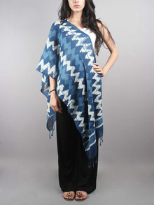 Indigo Bagru Hand Printed Handloom Cotton Stole- S6317007