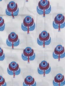 Ivory Blue Purple Maroon Hand Block Printed Cotton Suit-Salwar Fabric With Chiffon Dupatta - S16281236