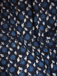Indigo Blue Ivory Hand Block Printed Cotton Cambric Fabric Per Meter - F0916402