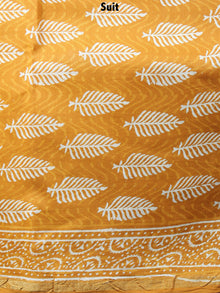 GoldenRod Yellow Hand Block Printed Chanderi Kurta-Salwar Fabric With Chanderi Dupatta - S1628070
