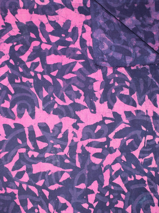 Pink Indigo Hand Block Printed Cotton Cambric Fabric Per Meter - F0916466