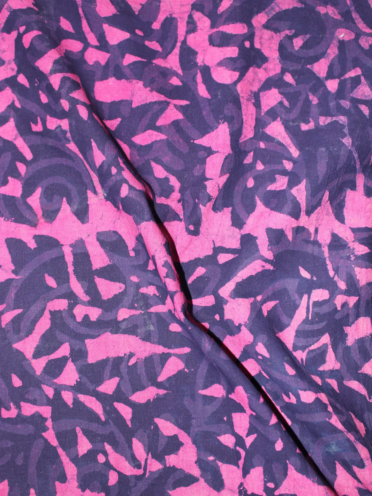 Pink Indigo Hand Block Printed Cotton Cambric Fabric Per Meter - F0916466