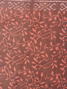 Brown Brick Red Ivory Bagru Dabu Hand Block Printed in Natural Colors Cotton Mul Saree - S03170700