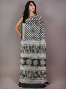 Black Ivory Hand Block Printed in Natural Colors Cotton Mul Saree - S03170707
