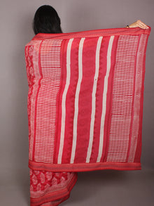 Pink Ivory Hand Block Printed in Natural Colors Cotton Mul Saree With Resham Border - S03170708