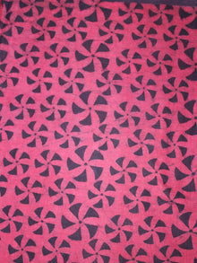 Light Pink Black Hand Block Printed Cotton Cambric Fabric Per Meter - F0916465