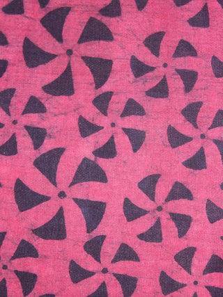 Light Pink Black Hand Block Printed Cotton Cambric Fabric Per Meter - F0916465