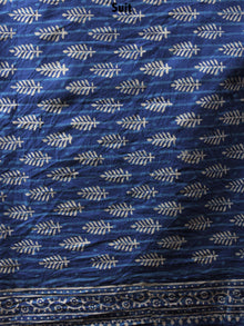 Indigo Beige Hand Block Printed Cotton Suit-Salwar Fabric With Chiffon Dupatta - S1628071