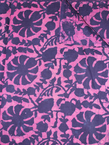 Pink Indigo Hand Block Printed Cotton Cambric Fabric Per Meter - F0916467