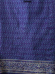 Purple Beige Hand Block Printed Cotton Suit-Salwar Fabric With Chiffon Dupatta - S1628072