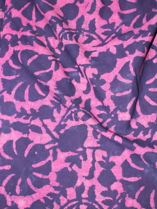 Pink Indigo Hand Block Printed Cotton Cambric Fabric Per Meter - F0916467