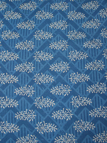 Blue White Hand Block Printed Cotton Cambric Fabric Per Meter - F0916468