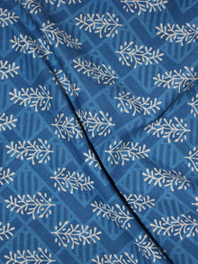 Blue White Hand Block Printed Cotton Cambric Fabric Per Meter - F0916468