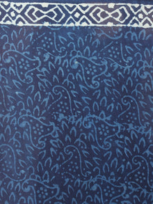 Indigo Cotton Hand Block Printed Saree in Natural Colors - S03170734
