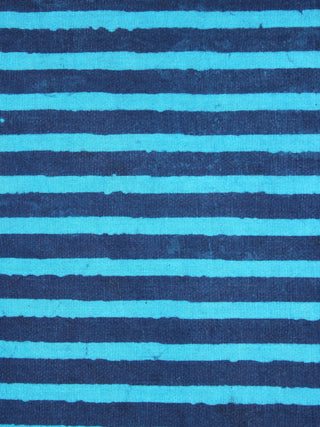 Indigo Blue Hand Block Printed Cotton Cambric Fabric Per Meter - F0916462