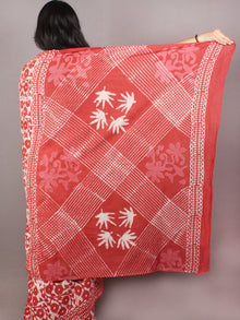 Red Beige Hand Block Printed in Natural Colors Cotton Mul Saree - S03170753