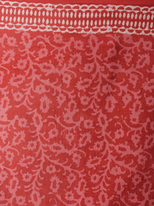 Red Beige Hand Block Printed in Natural Colors Cotton Mul Saree - S03170753