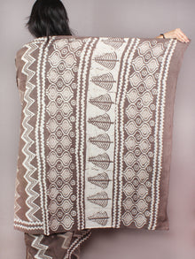 Brown Beige Ivory Hand Block Printed in Natural Colors Cotton Mul Saree - S03170755