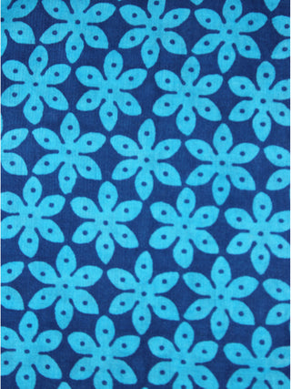 Indigo Blue Hand Block Printed Cotton Cambric Fabric Per Meter - F0916460