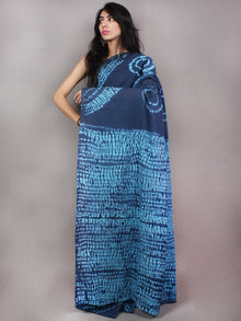 Indigo Sky Blue Shibori Dyed Cotton Mul Saree  - S03170760