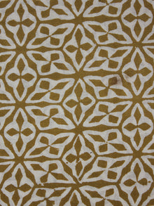 Asparagus Green White Hand Block Printed Cotton Cambric Fabric Per Meter - F0916429