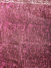 Sepia Brown Beige Pink Hand Block Printed in Natural Colors Chanderi Saree - S03170773