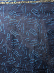 Indigo Ivory Hand Block Printed in Natural Colors Chanderi Saree - S03170783