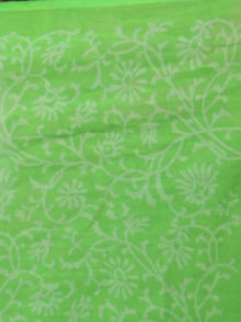 Mint Green White Hand Block Printed in Natural Colors Cotton Mul Saree - S03170785