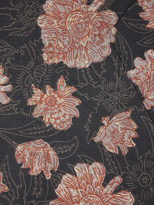 Black Beige Brown Hand Block Printed Cotton Cambric Fabric Per Meter - F0916431