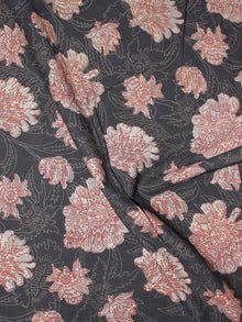 Black Beige Brown Hand Block Printed Cotton Cambric Fabric Per Meter - F0916431