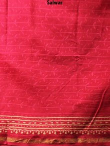 Deep Red Beige Hand Block Printed Chanderi Kurta-Salwar Fabric With Chanderi Dupatta - S1628079