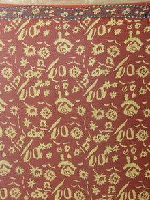 Orange Yellow Grey Hand Block Printed in Natural Colors Chiffon Saree - S03170790