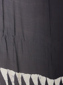 Black White Hand Block Printed in Natural Colors Chiffon Saree - S03170791