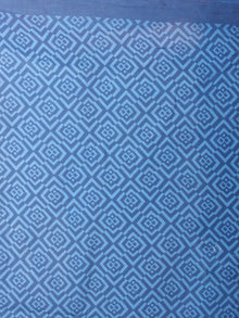 Indigo Blue White Hand Block Printed in Natural Colors Cotton Mul Saree - S03170799