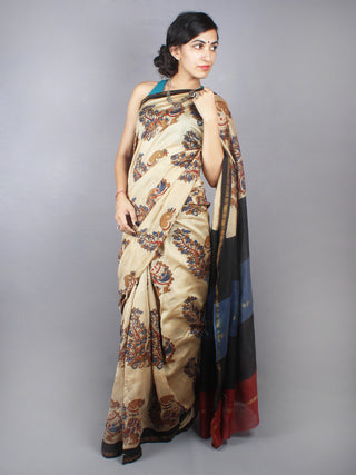 Beige Bagru Print Pure Chanderi Hand Block Printed Saree - S0317008