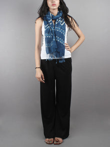 Indigo Bagru Hand Printed Handloom Cotton Stole- S6317008
