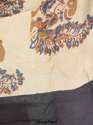 Beige Bagru Print Pure Chanderi Hand Block Printed Saree - S0317008