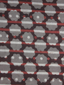 Maroon Beige Grey Hand Block Printed Cotton Cambric Fabric Per Meter - F0916432