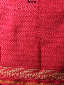 Deep Red Beige Hand Block Printed Chanderi Kurta-Salwar Fabric With Chanderi Dupatta - S1628080